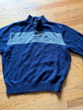 Penn State! Men's Navy and Gray Quarter-Button Sweater